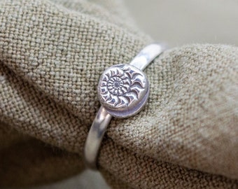 Recycled Silver Ammonite Ring | Sterling Silver