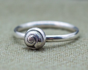 Recycled Silver Ammonite Ring | Sterling Silver