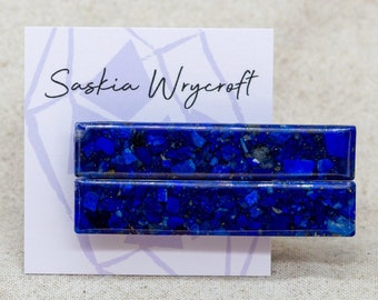 Lapis Lazuli Resin Hair Clip Barrette Set