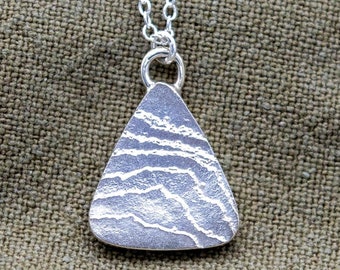 Organic Triangle Textured Wave Pendant | Sterling Silver