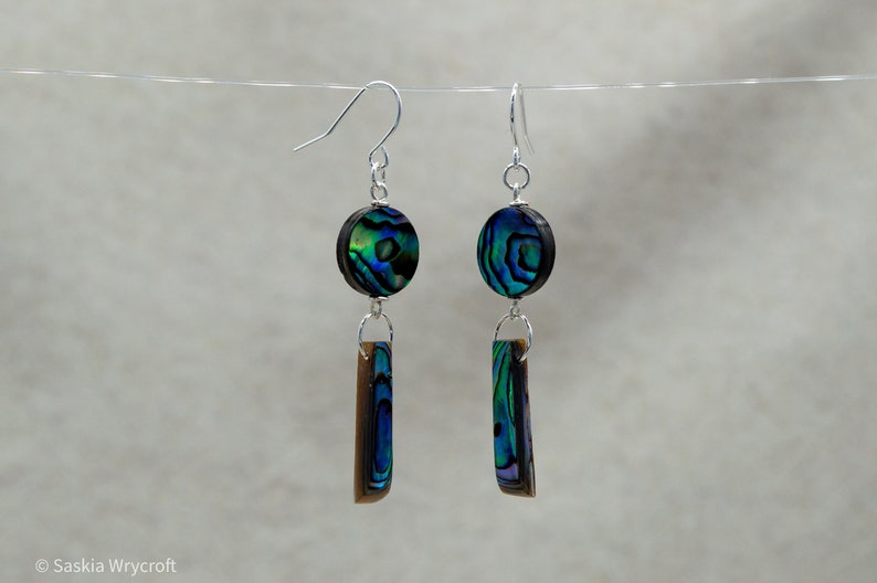 Abalone Shell Hook Earrings Silver Plated Sterling Silver image 6