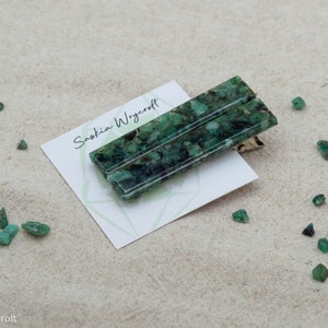 Emerald Rock Resin Hair Clip Barrette Set image 3