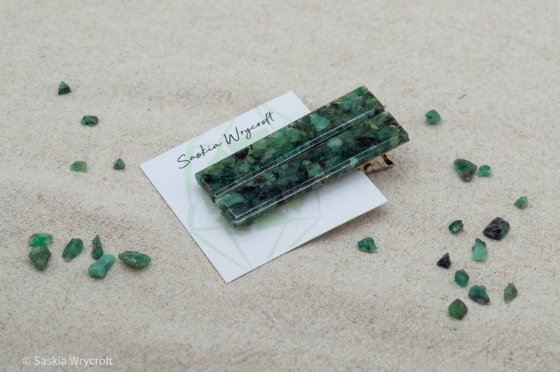 Emerald Rock Resin Hair Clip Barrette Set image 3