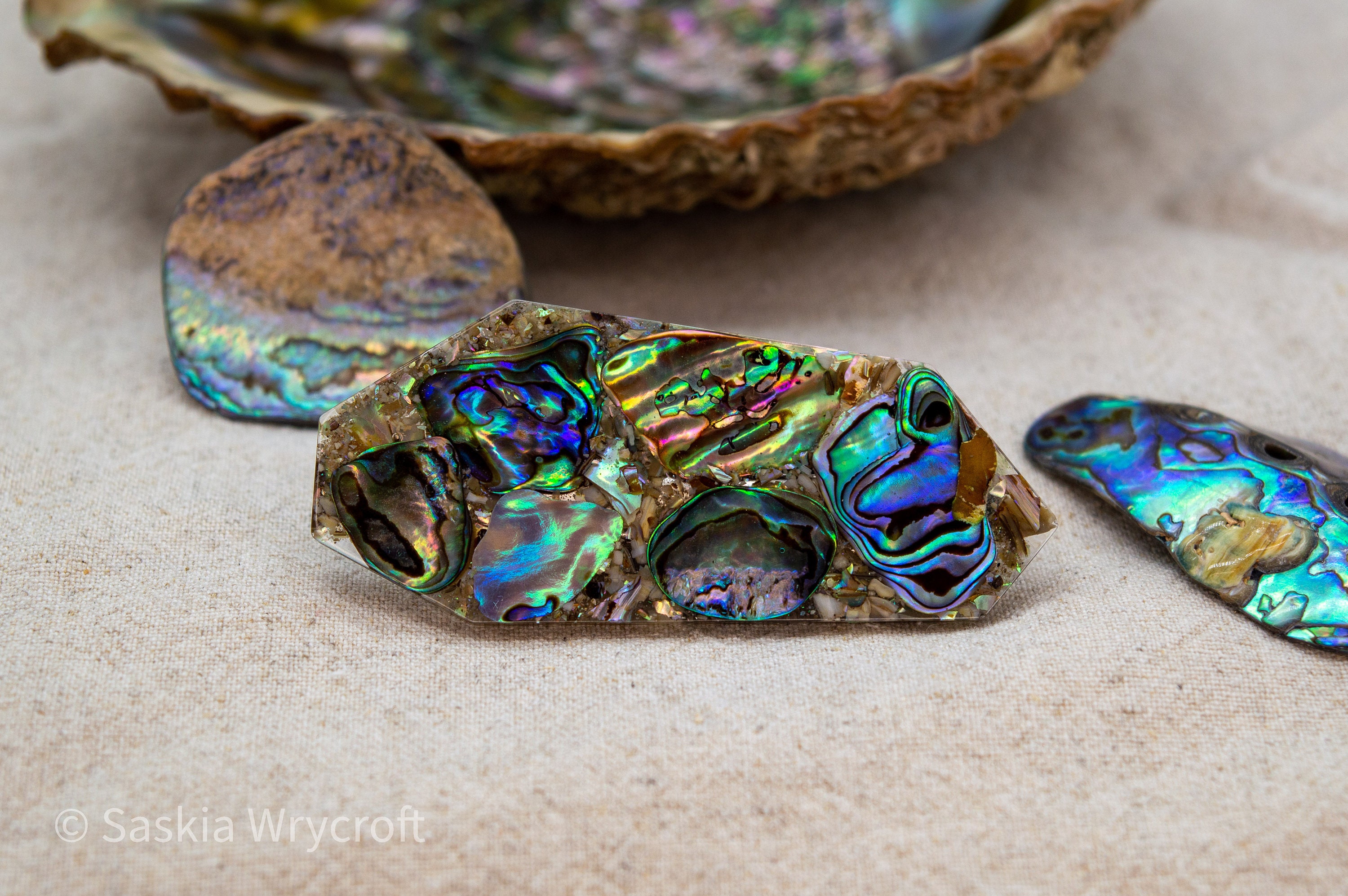 Vintage Geometric Abalone Shell Barrette il_fullxfull.2813574658_1u6t.jpg main image 4