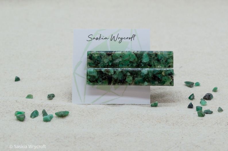 Emerald Rock Resin Hair Clip Barrette Set image 6