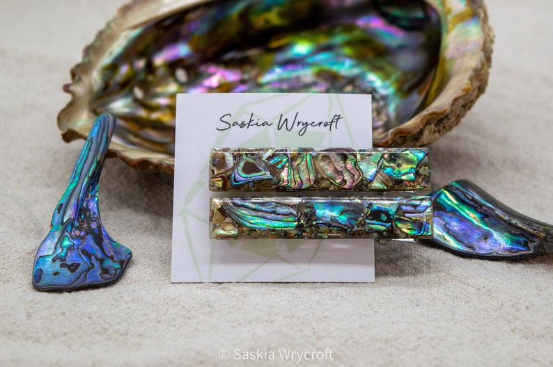 Abalone Shell Resin Hair Clip Barrette Set image 1