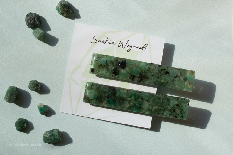 Emerald Rock Resin Hair Clip Barrette Set image 9
