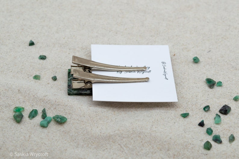 Emerald Rock Resin Hair Clip Barrette Set image 2