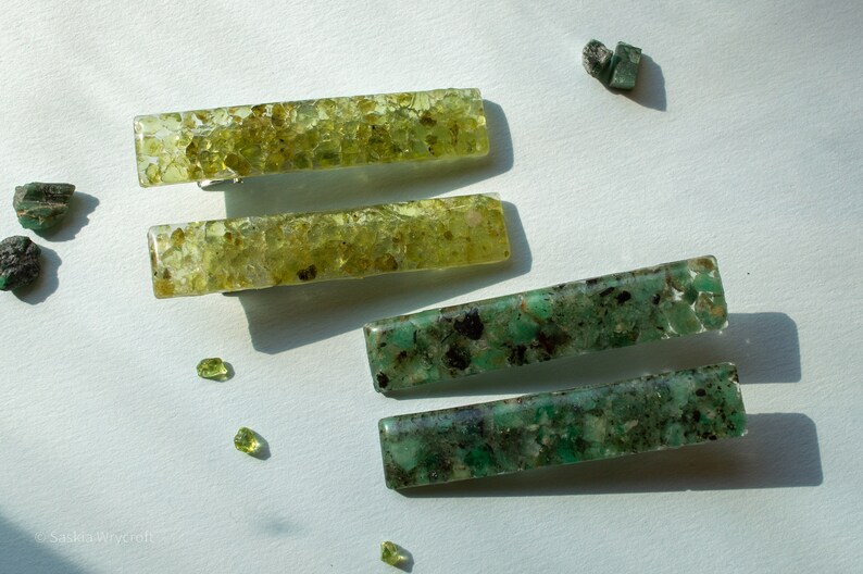 Emerald Rock Resin Hair Clip Barrette Set image 8