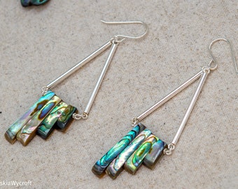 Abalone Tiered Drop Hook Earrings | Sterling Silver