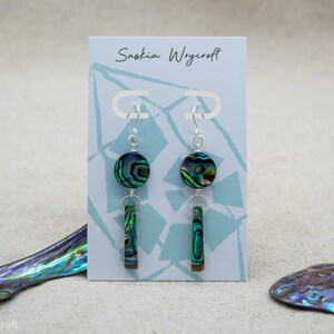 Abalone Shell Hook Earrings Silver Plated Sterling Silver image 5