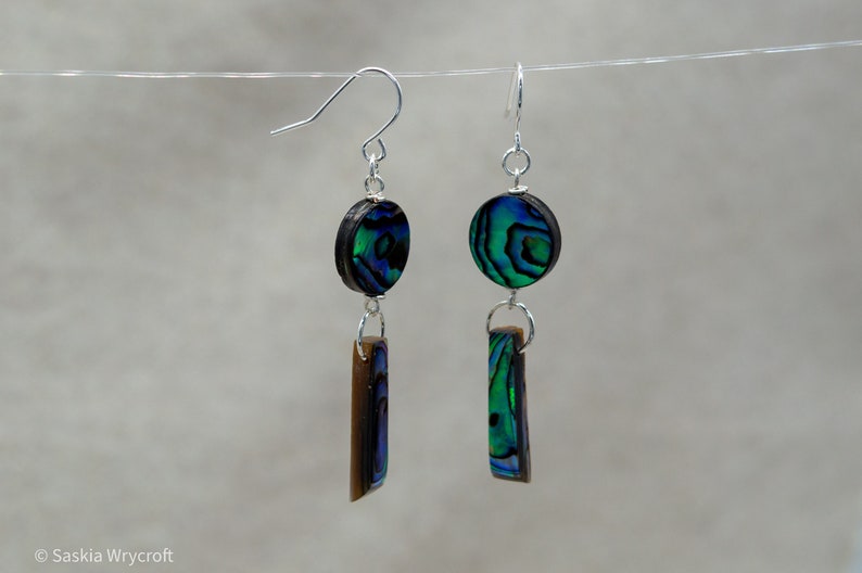 Abalone Shell Hook Earrings Silver Plated Sterling Silver image 4