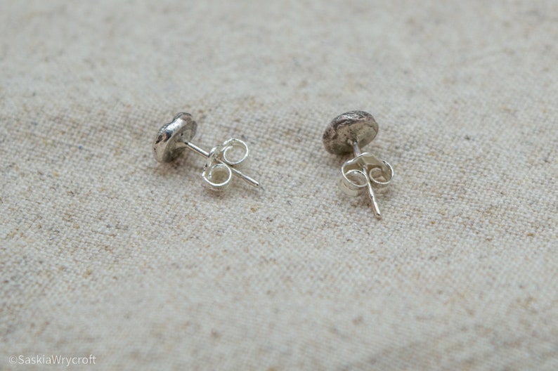 Recycled Silver Ammonite Stud Earrings Sterling Silver image 3