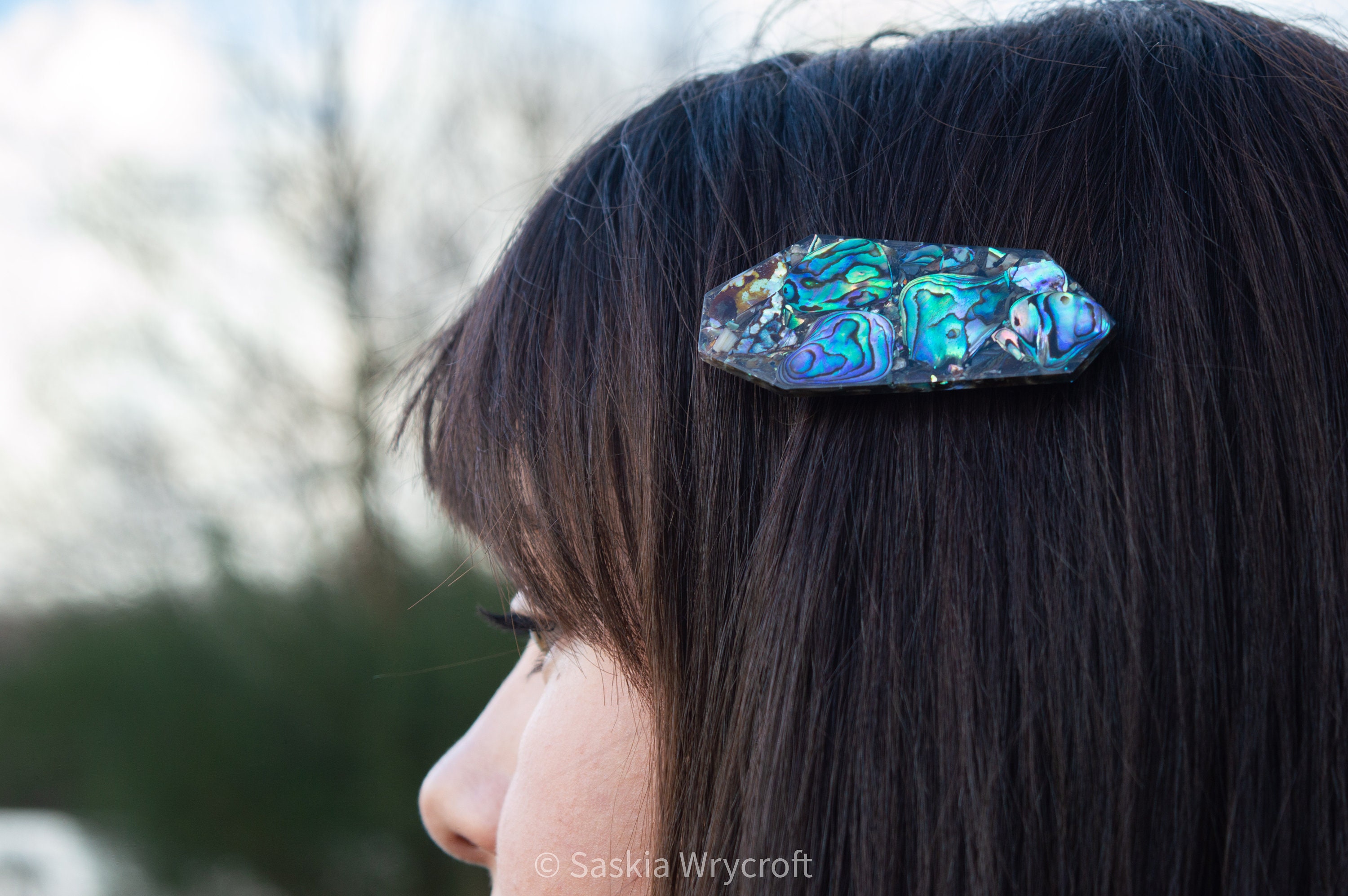 Vintage Geometric Abalone Shell Barrette Abalone Shell Resin Hair Clip Barrette | Geometric Clip - Etsy main image 4