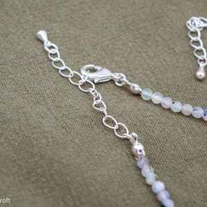 Mystery Faceted Gemstone Beaded Necklace Silver Plated image 3