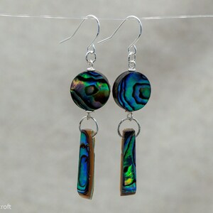 Abalone Shell Hook Earrings Silver Plated Sterling Silver image 2