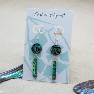 Abalone Shell Hook Earrings Silver Plated Sterling Silver image 7