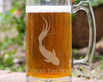 Koi Fish Customizable Etched Glassware Stein Beer Mug Barware Gift