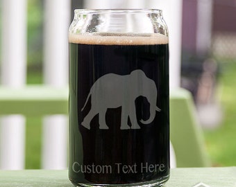 Walking Elephant Customizable Etched Glassware Beer Can Glass Barware Gift