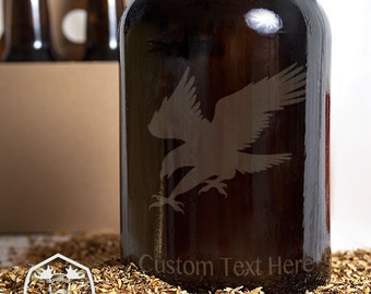 Hunting Eagle Print Customizable Customizable Etched Glassware Beer Growler Barware Gift