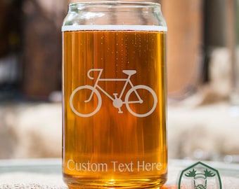 Cyclist Speed Bicycle Customizable Etched Glassware Beer Can Glass Barware Gift