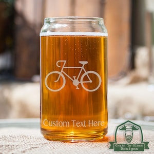 Cyclist Speed Bicycle Customizable Etched Glassware Beer Can Glass Barware Gift