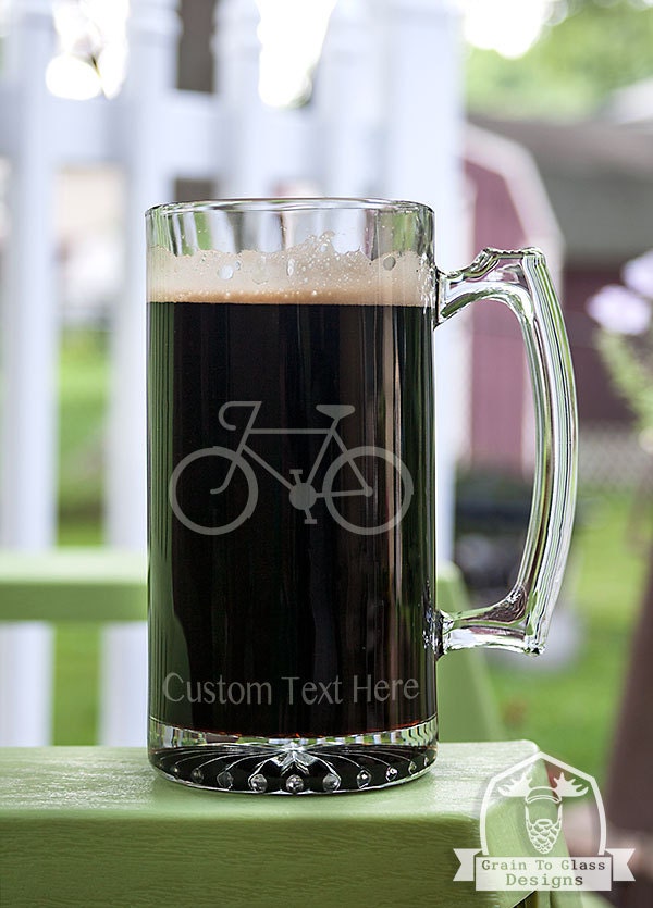 Cyclist Speed Bicycle Customizable Etched Glassware Stein Beer Mug Barware Gift