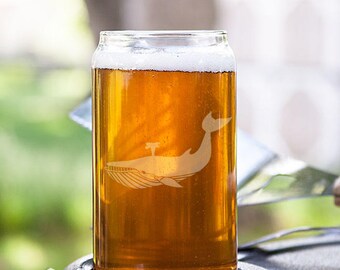 Whale Customizable Etched Glassware Beer Can Glass Barware Gift