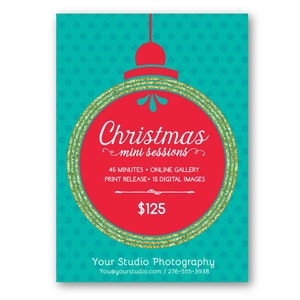 Anpassbare digitale Weihnachten Mini-Sitzung Marketing Board - Christbaumkugel - PSD Photoshop Vorlage für Fotografen-CM1028