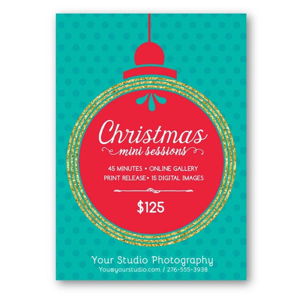 Customizable Digital Christmas Mini Session Marketing Board - Christmas Ornament - PSD Photoshop Template for Photographers CM1028