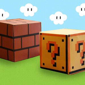 INSTANT Download, Super Mario Cupcake Holder Box, Question Mark Block Box, Brick Block Box, Printable Cupcake Holder Box, Super Mario Party