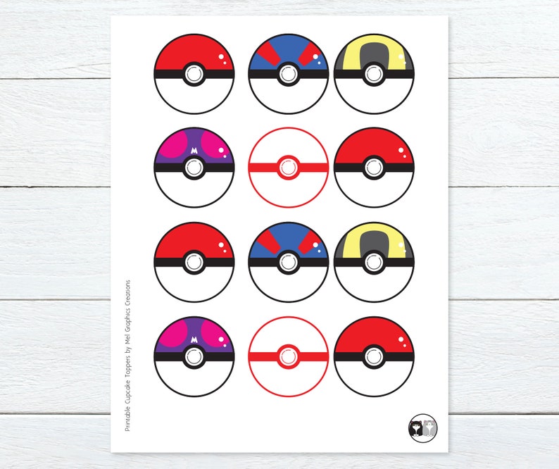 INSTANT Download Pokémon Pokeball Cupcake Toppers Pokémon Etsy Hong Kong