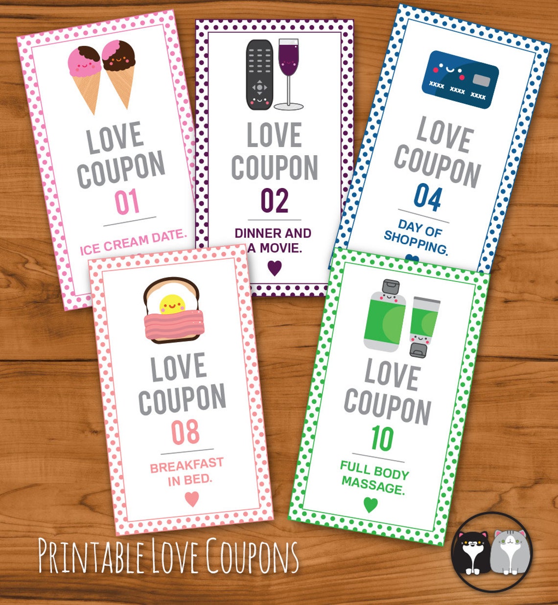 Printable Romantic Love Coupons INSTANT DOWNLOAD, Valentines Day ...