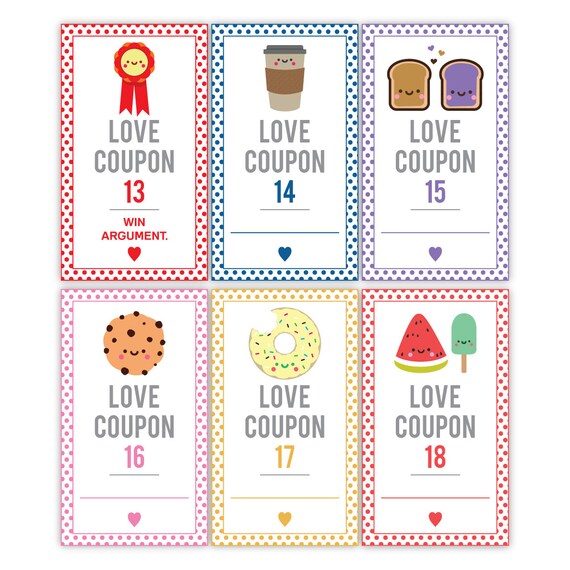printable romantic love coupons instant download valentines day anniversary coupons for him coupons for her printable romantic coupons