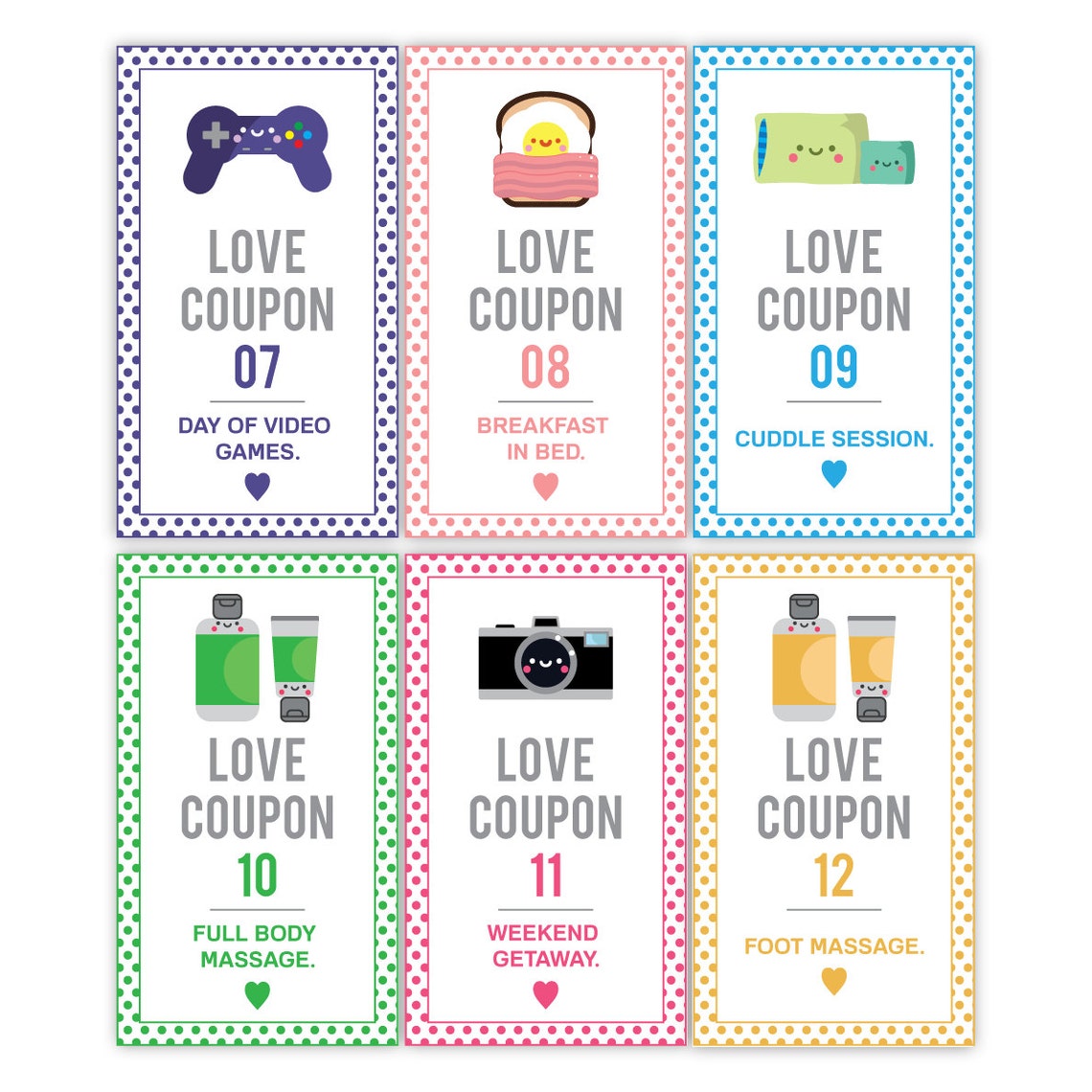 Printable Romantic Love Coupons INSTANT DOWNLOAD, Valentines Day ...