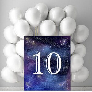 Panneau imprimable pour 10e anniversaire, décoration numérique fête de l'espace, fête d'anniversaire galaxie, décoration de fête de l'espace, pdf 5 x 7-14 x 18-jpg