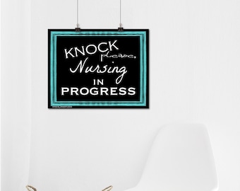 Printable Breastfeeding Sign, Knock Please Nursing in Progress, Lactation Room Door Sign, 5x7 to 11x14, A4-A6 jpg pdf