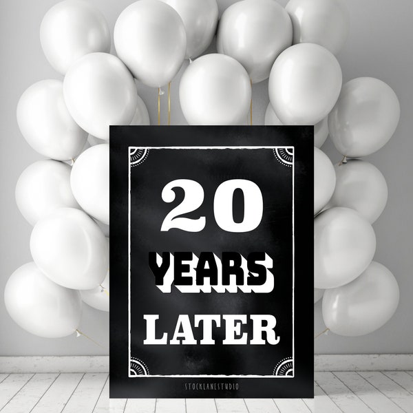Printable 20 Years Later Class of 2003, High School Reunion Party Decorations, Twenty years Later Anniversary Sign jpg pdf 5x7 to 18x24