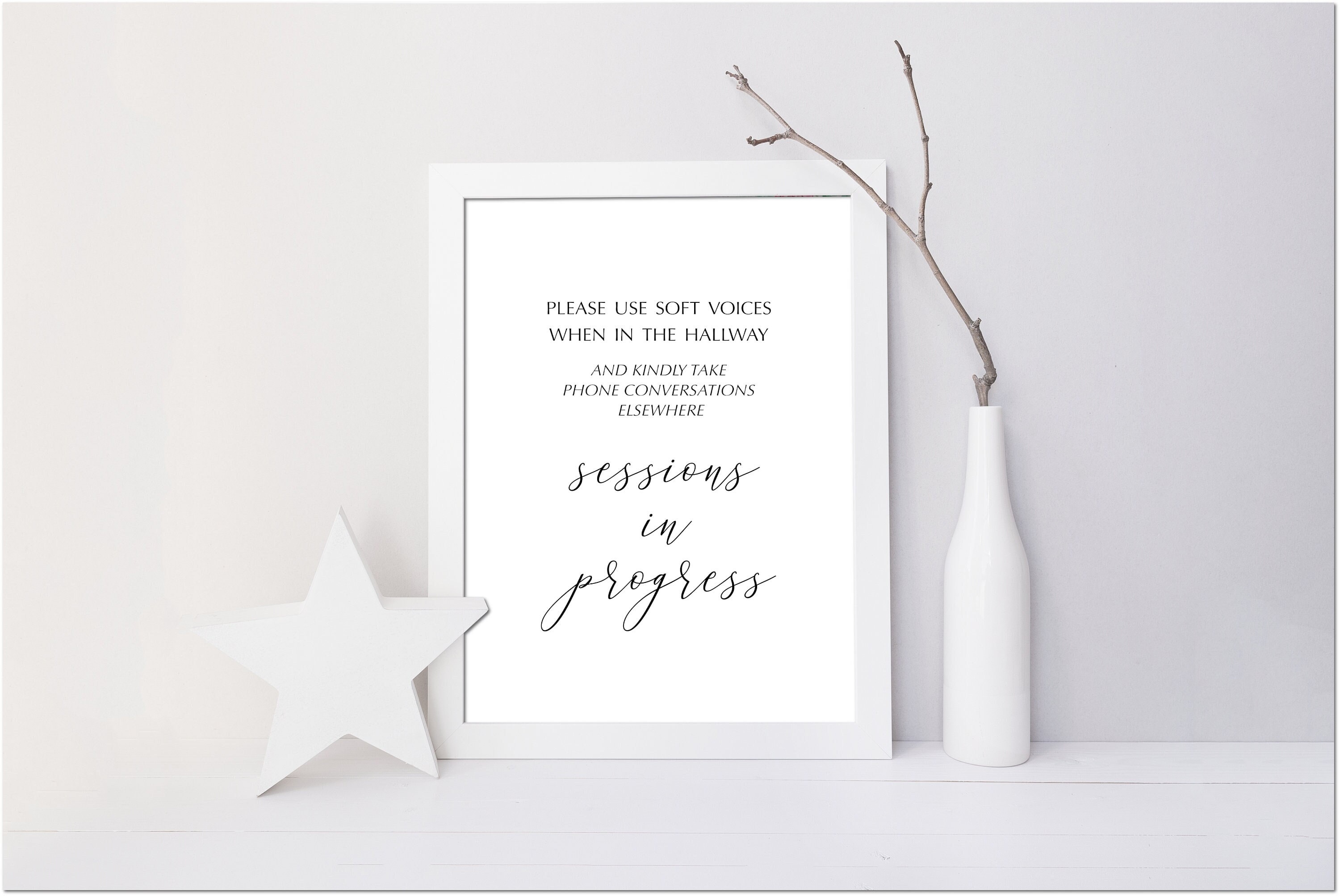 Sessions in Progress Printable Quiet Sign | Use Soft Voices | No Phone ...