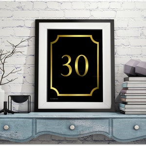Printable Number 30 Birthday Poster, Gold Black 30th Thirtieth Party ...