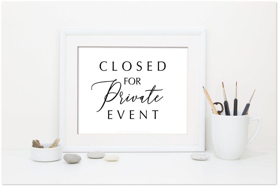 Printable Closed for Private Event Sign in Black and White Do Etsy