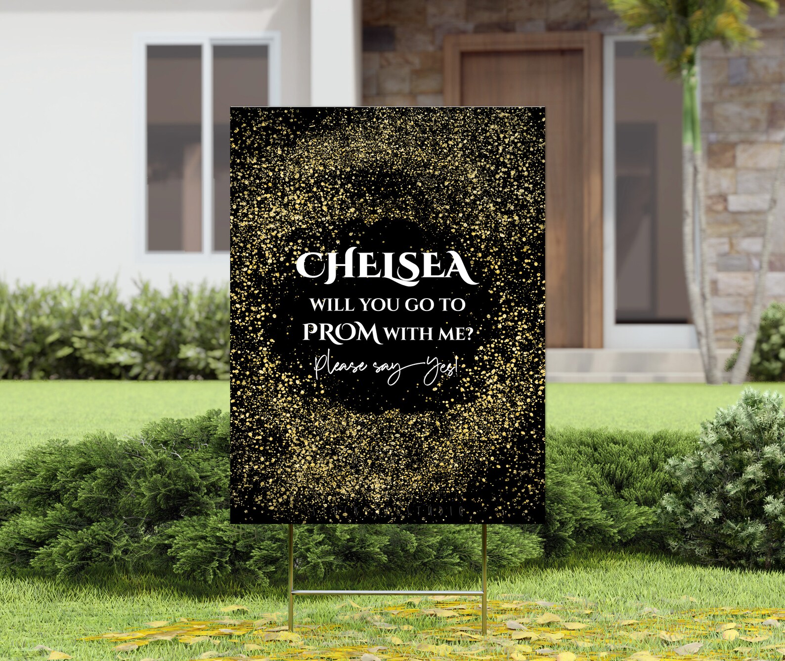 Personalized Promposal Sign: Gold Glitter, Custom Name (digital ...