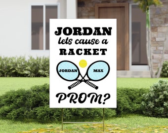 Custom Tennis Promposal 2024 Printable Digital Prom Proposal or HOCO Sign, Let's Cause a Racket - Prom? You print 5x7 - 18x24 jpg pdf