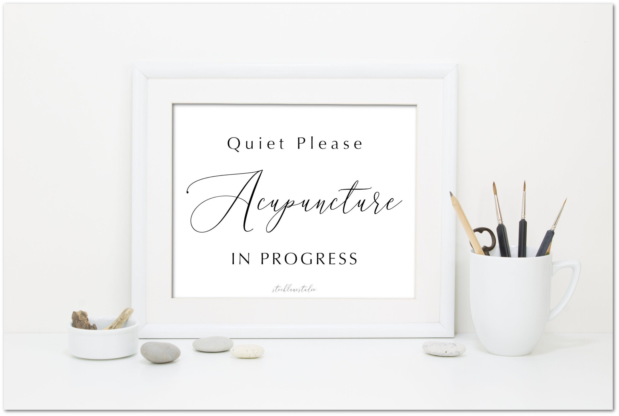 Quiet Please Acupuncture in Progress Printable Black White photo