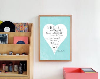 Helen Keller quote print, inspirerende muurkunst, hart woondecoratie