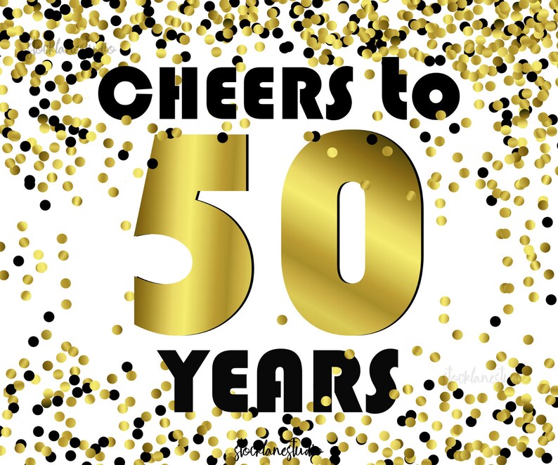 Cheers to 50 Years Printable confetti party sign 50th | Etsy