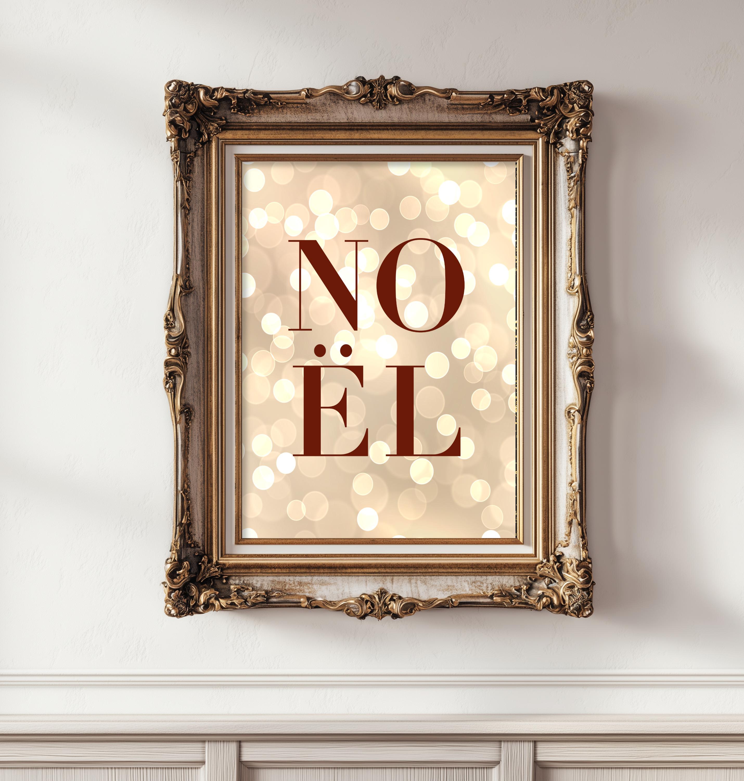 ノエル・クリスマス・アートプリント：お祭りのボケデコレーション