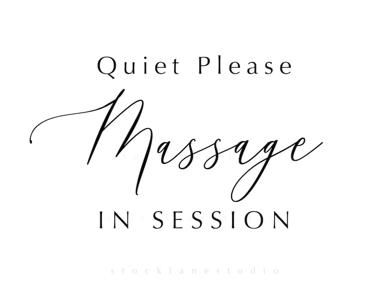 Please Speak Softly Massage in Session, Printable black on white do not disturb Sign for spa retreat, therapy 5x7 18x24 jpg pdf image 6
