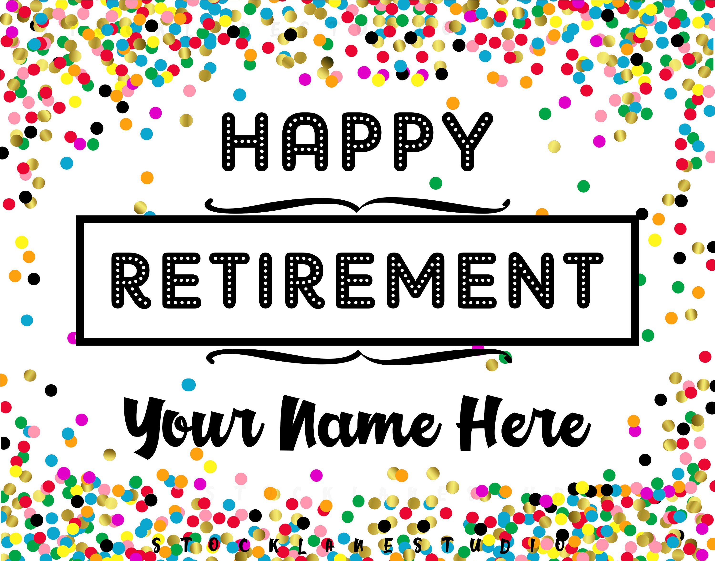 Printable Happy Retirement Customized Sign With Confetti Etsy New Zealand