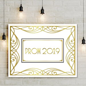 Digital Private Party Event Sign, Printable Festive Gold White Art Deco ...
